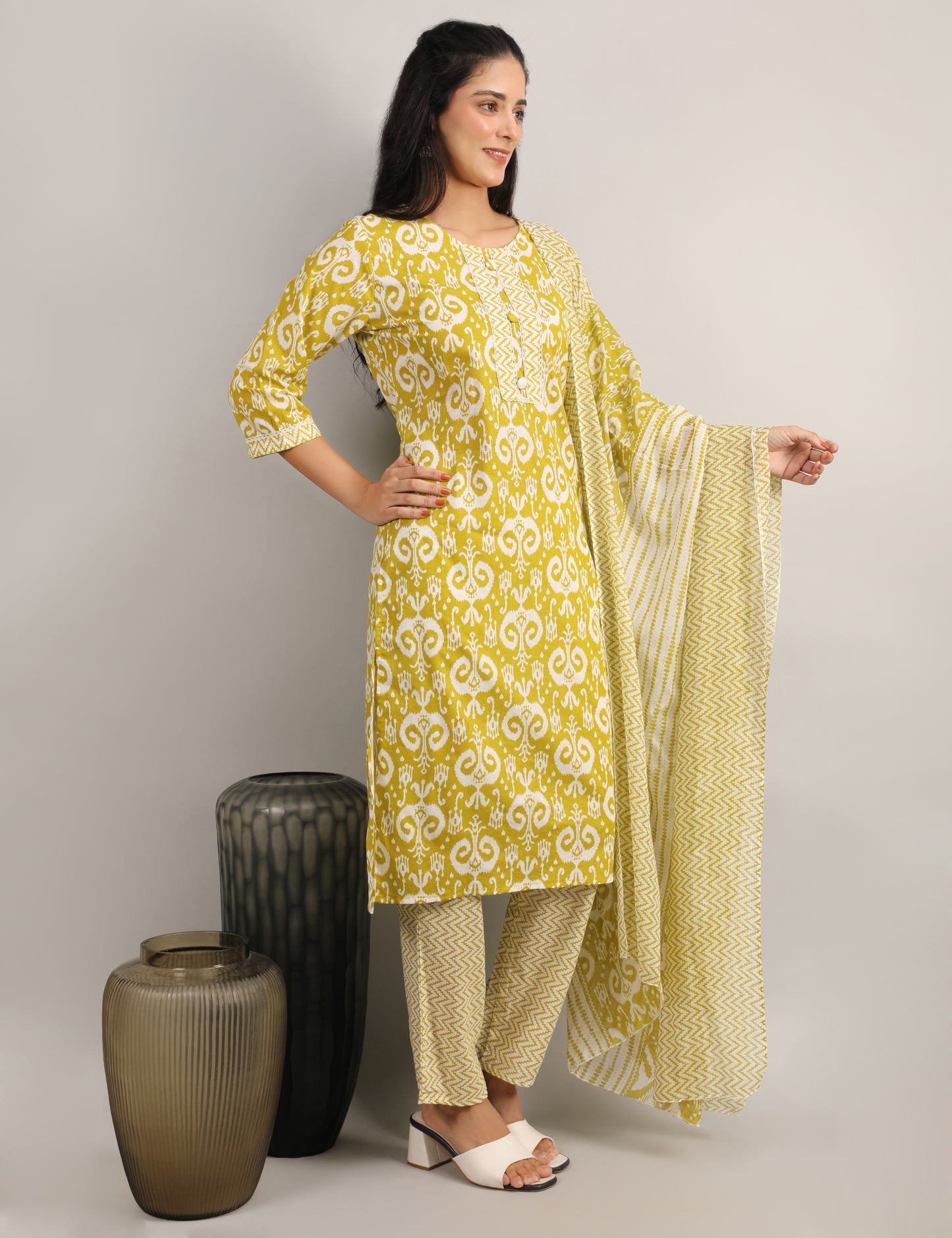 LIME YELLOW STRAIGHT SUIT WITH DUPATTA