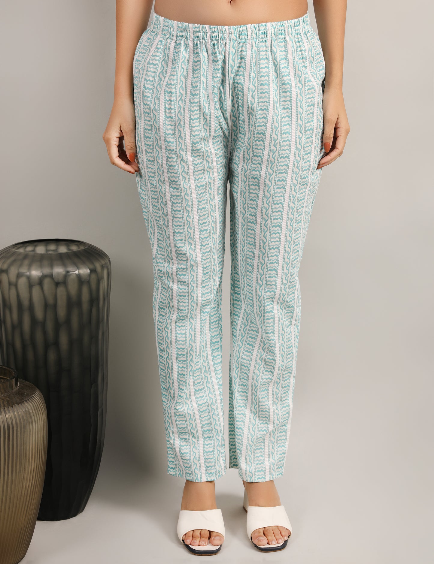 AQUA BLUE COTTON ANARKALI SUIT