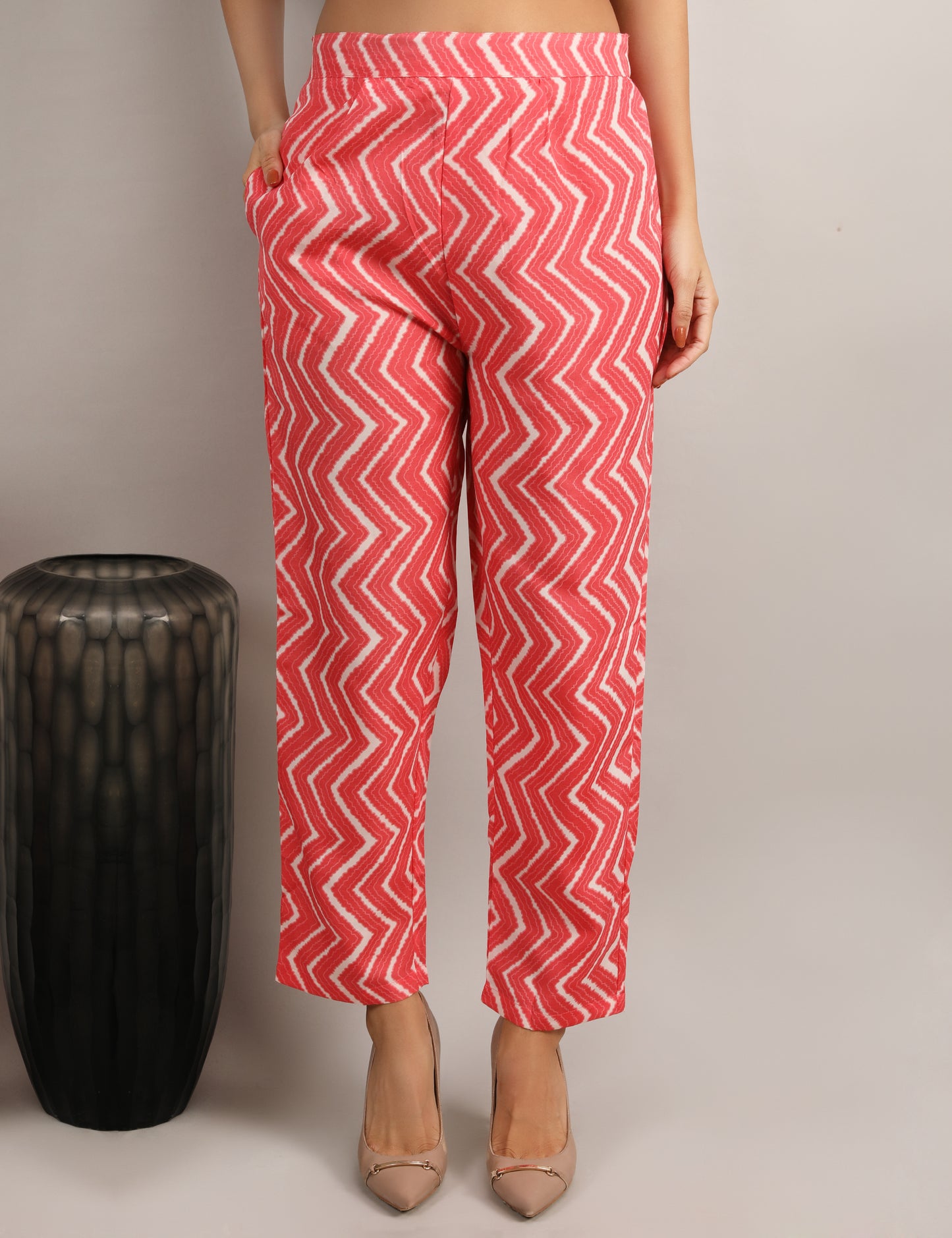 CARROT COLOUR COTTON PRINT STRAIGHT SUIT