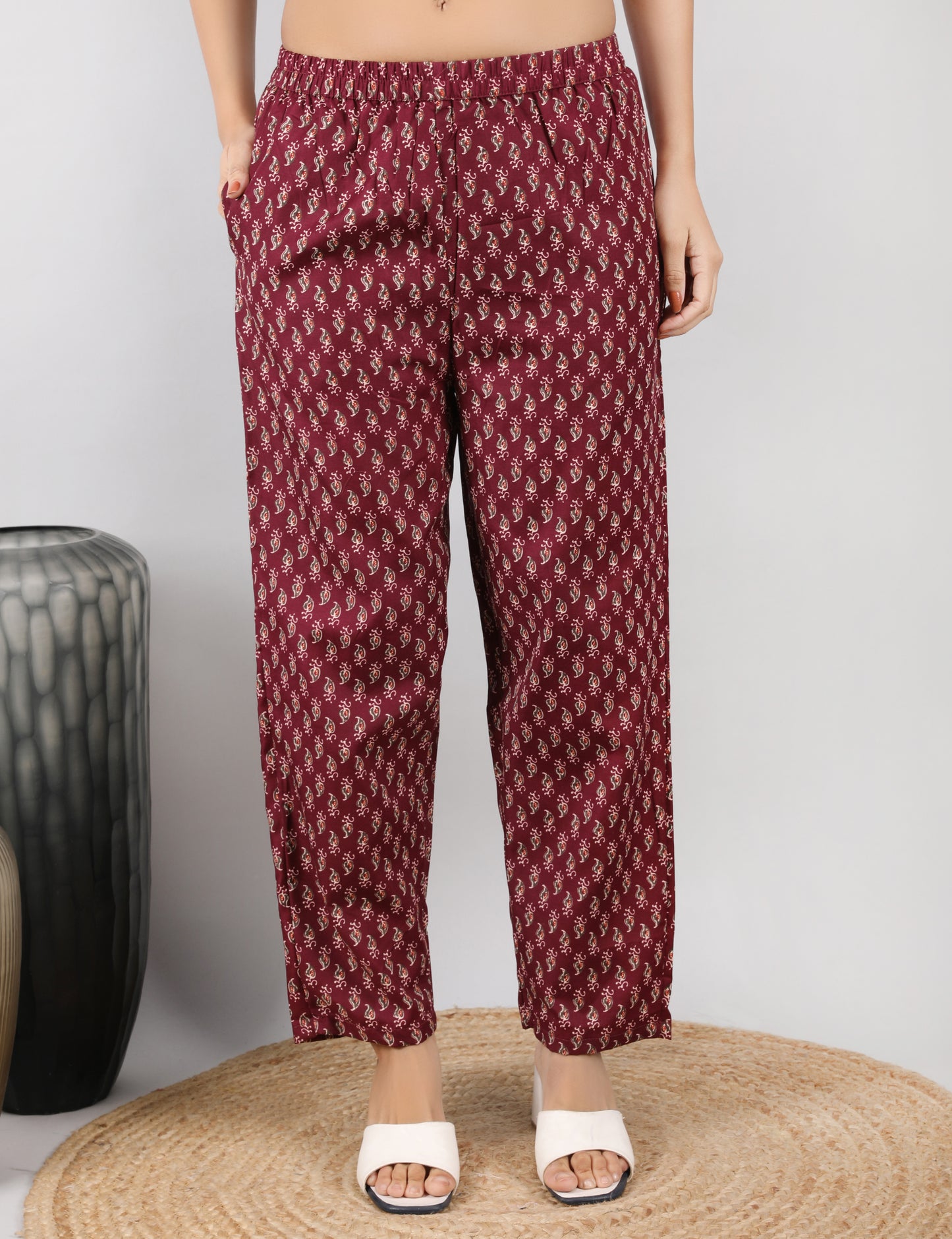 WINE SHADE COTTON STRAIGHT SUIT