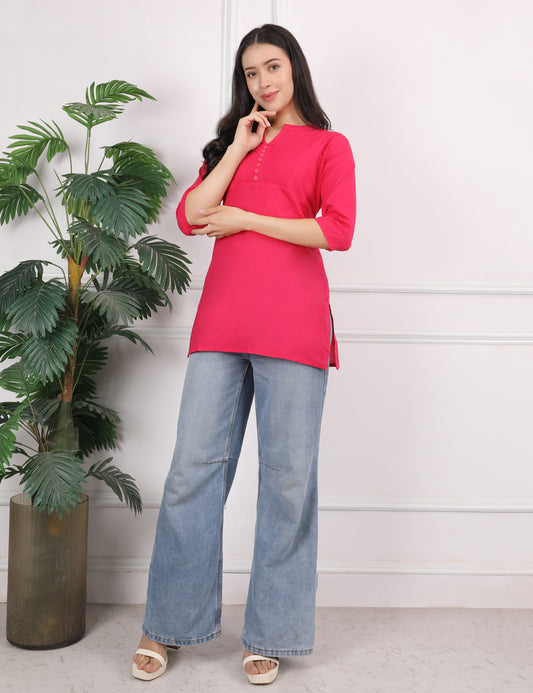 SOLID PINK SHORT KURTI