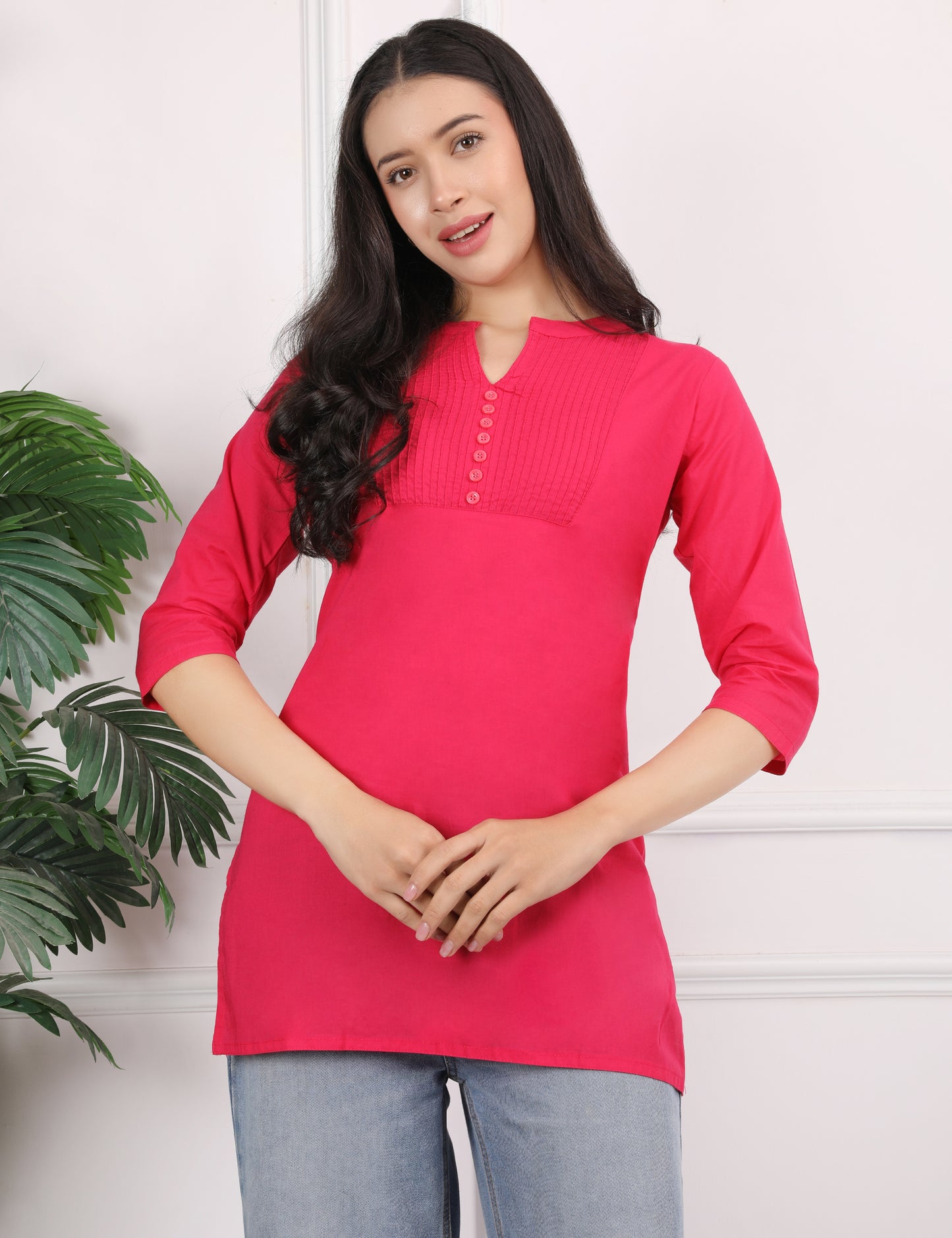SOLID PINK SHORT KURTI
