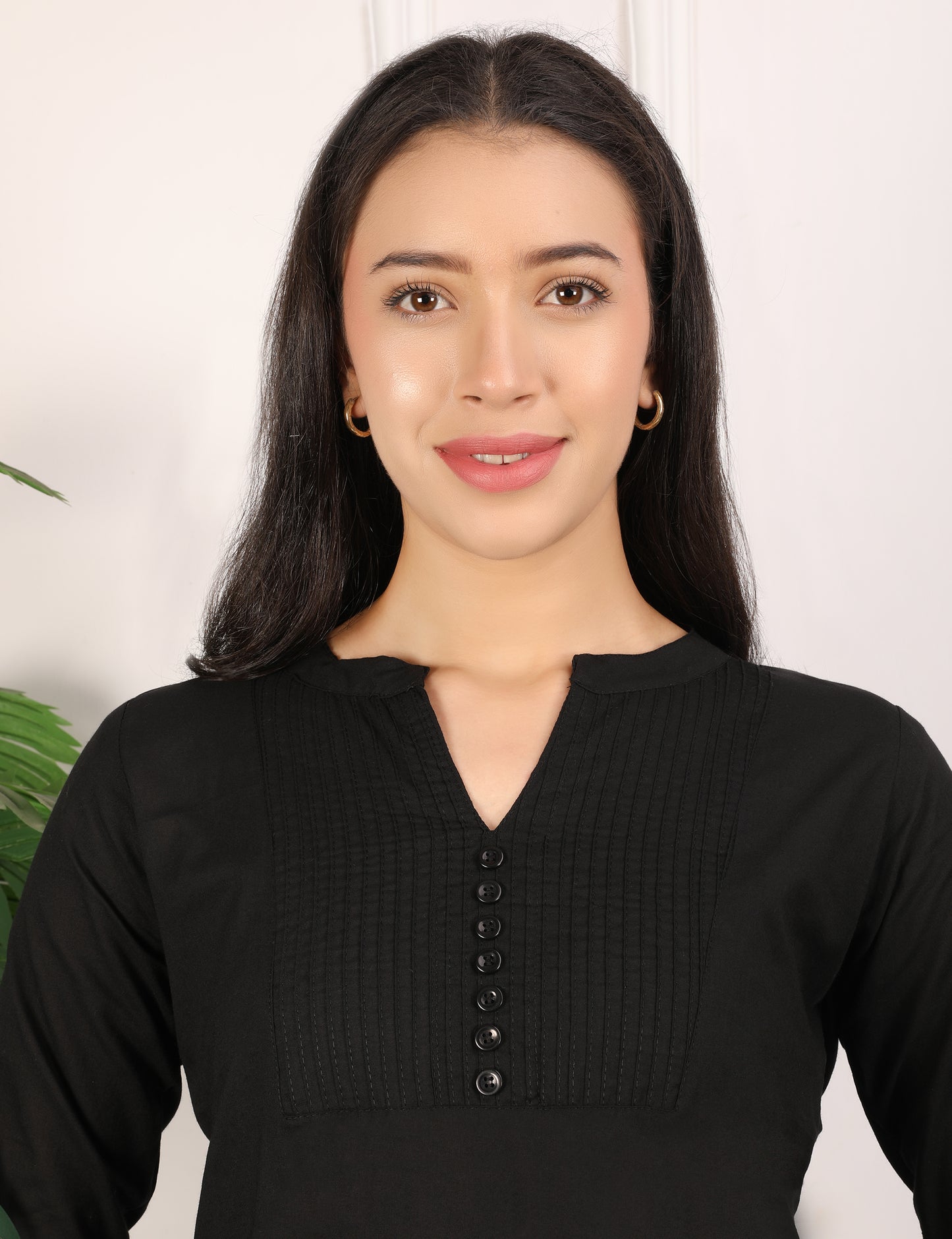 SOLID BLACK COTTON SHORT KURTI