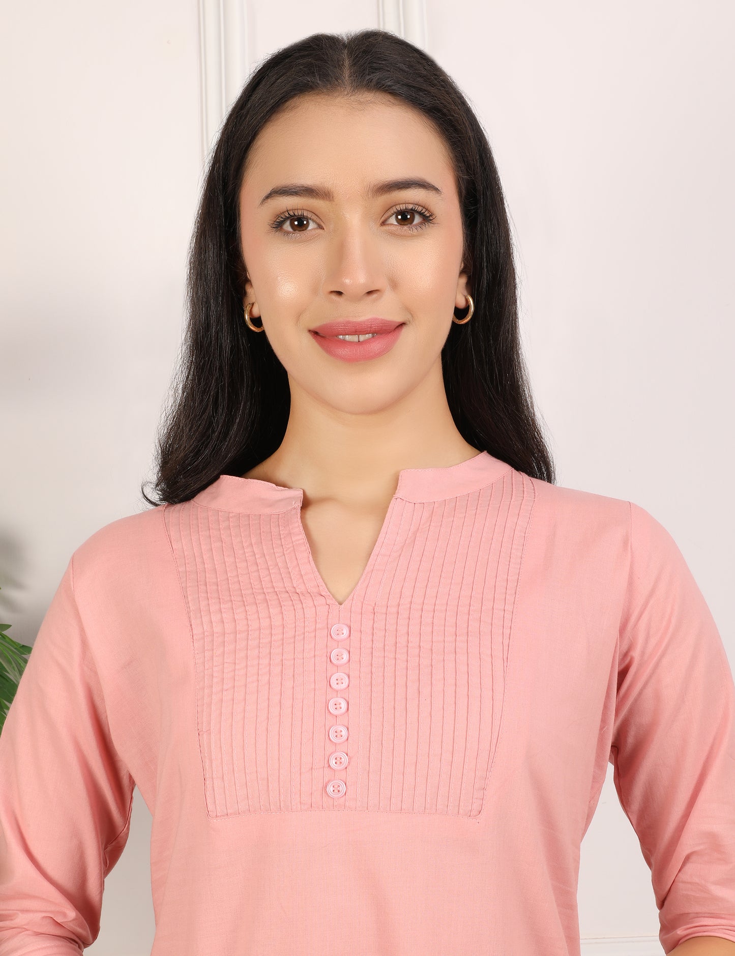 PEACH COLOUR COTTON SHORT KURTI