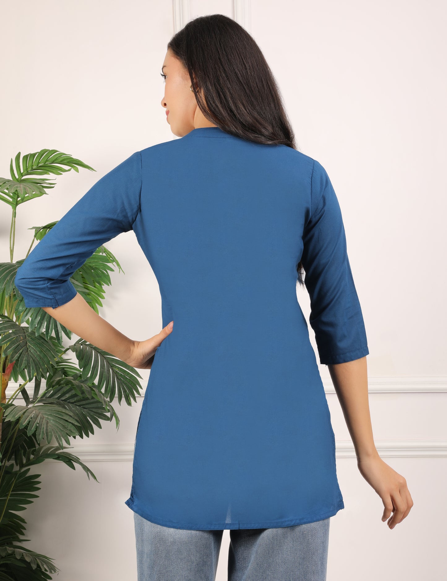 INDIGO BLUE COTTON SHORT KURTI