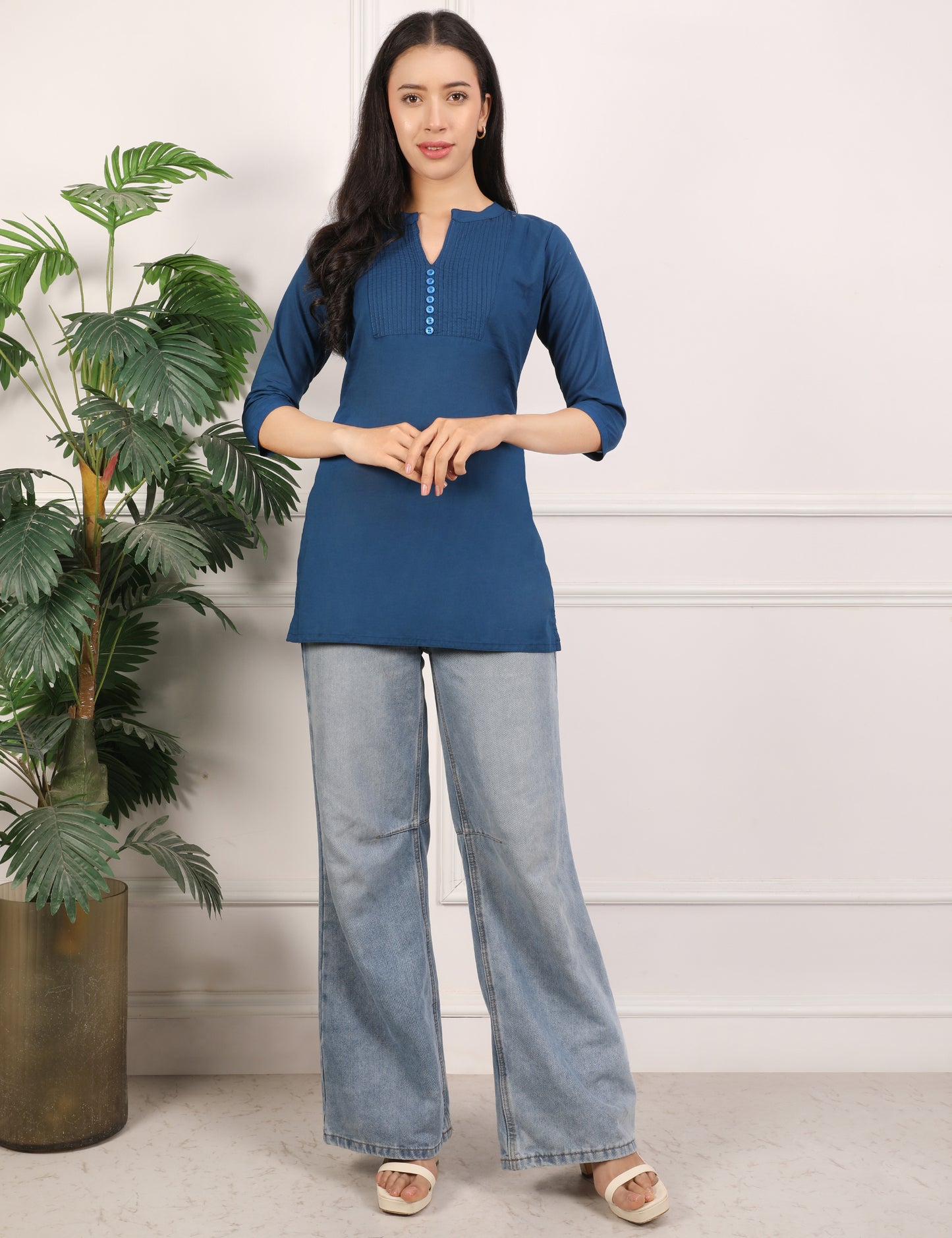 INDIGO BLUE COTTON SHORT KURTI
