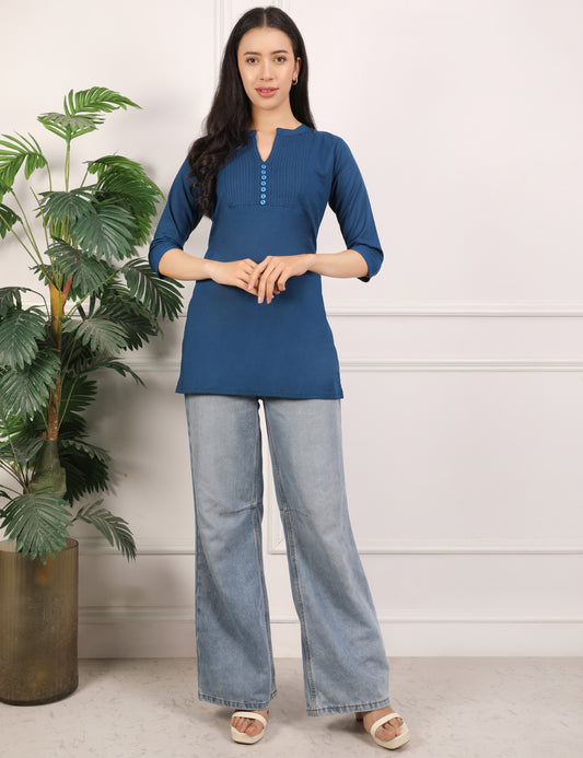 INDIGO BLUE COTTON SHORT KURTI