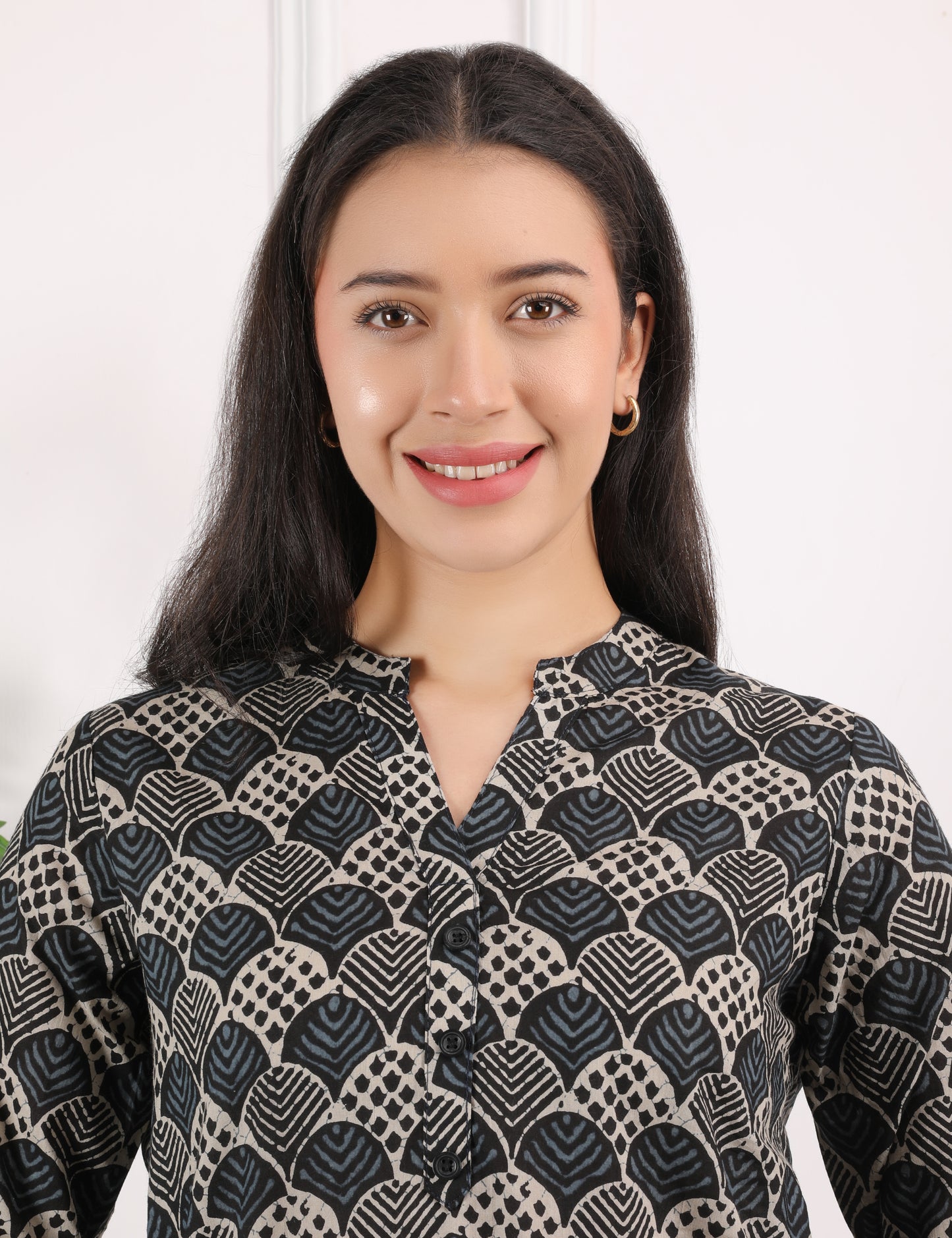 BLACK COTTON BLOCK PRINT KURTI