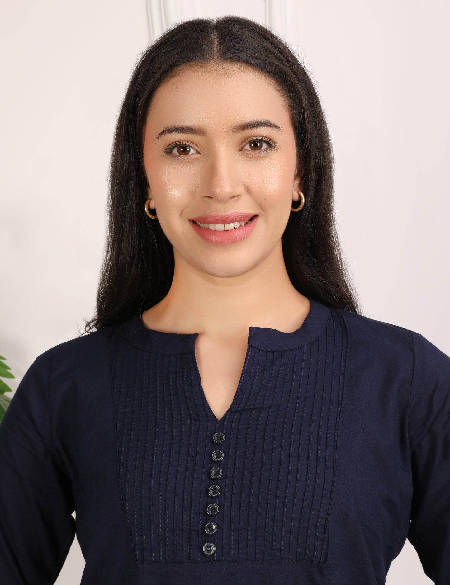 SOLID NAVY BLUE COTTON SHORT KURTI