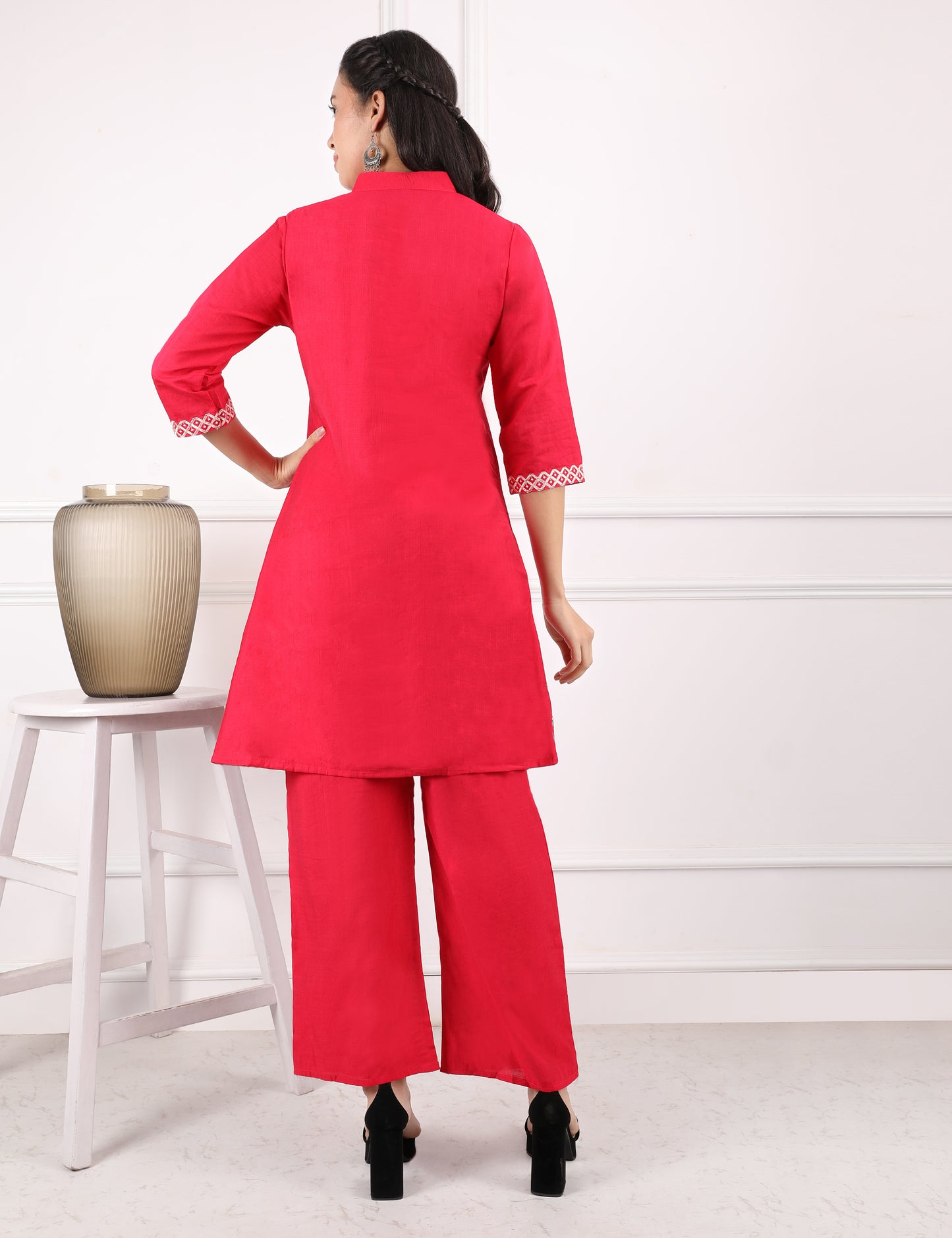 RANI PINK COTTON EMB CO ORD SET