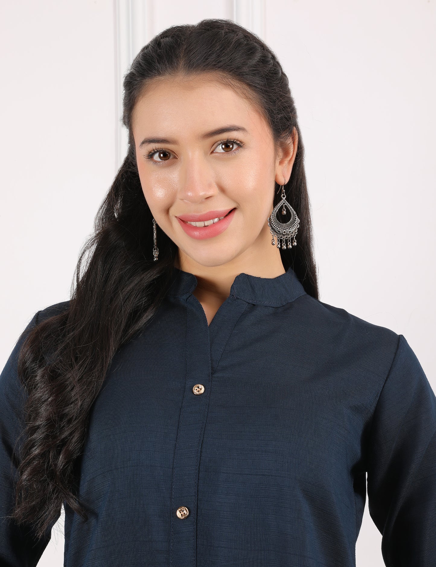 NAVY BLUE COTTON EMB CO ORD SET