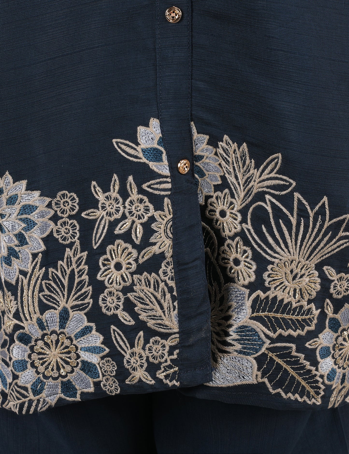 NAVY BLUE COTTON EMB CO ORD SET