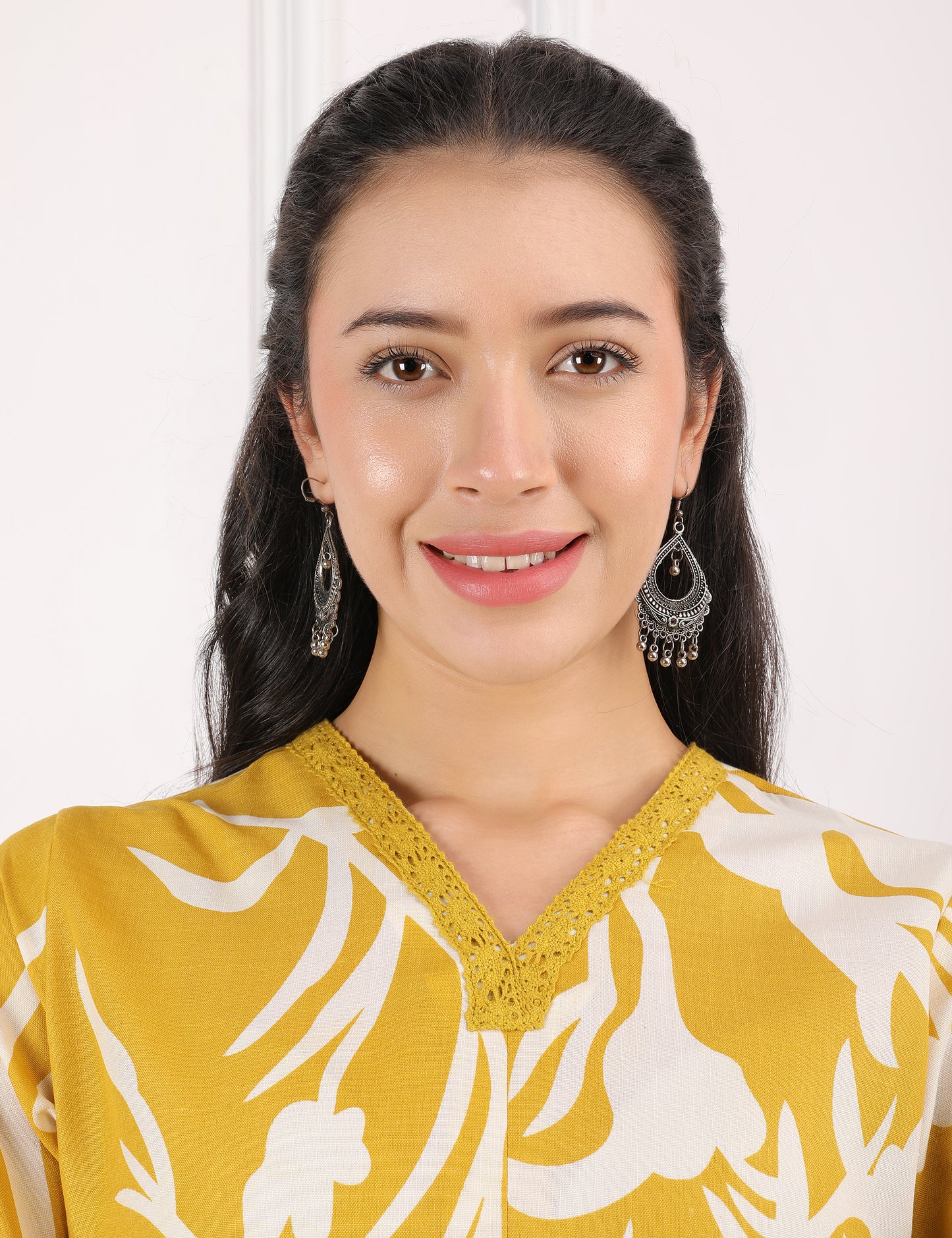 MUSTARD YELLOW COTTON PRINT CO ORD SET