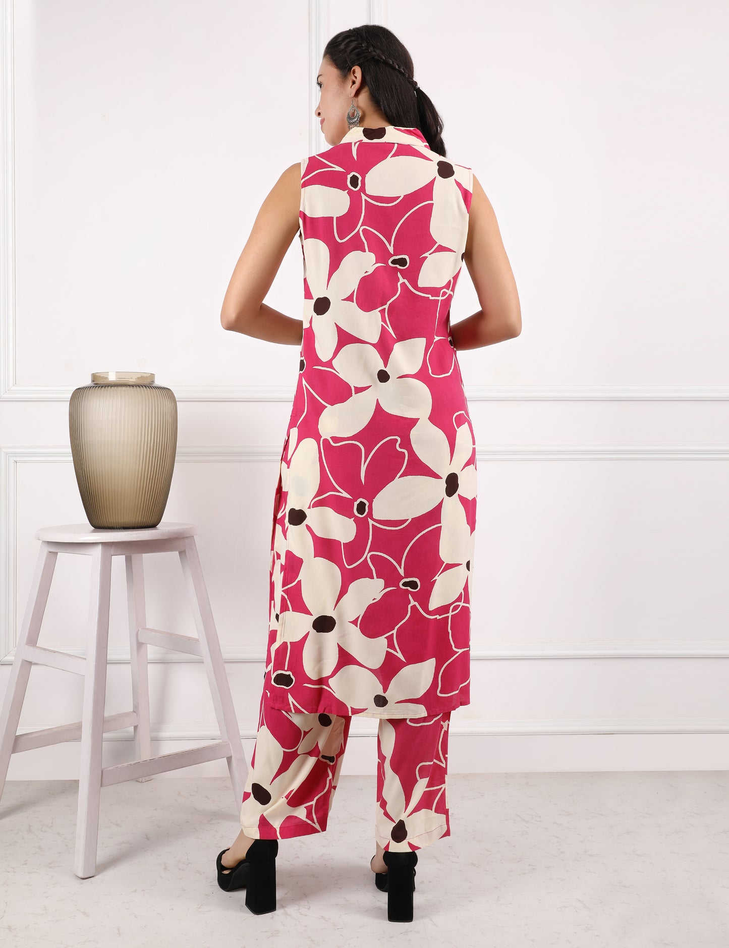 RANI PINK COTTON PRINTED KURTA SET