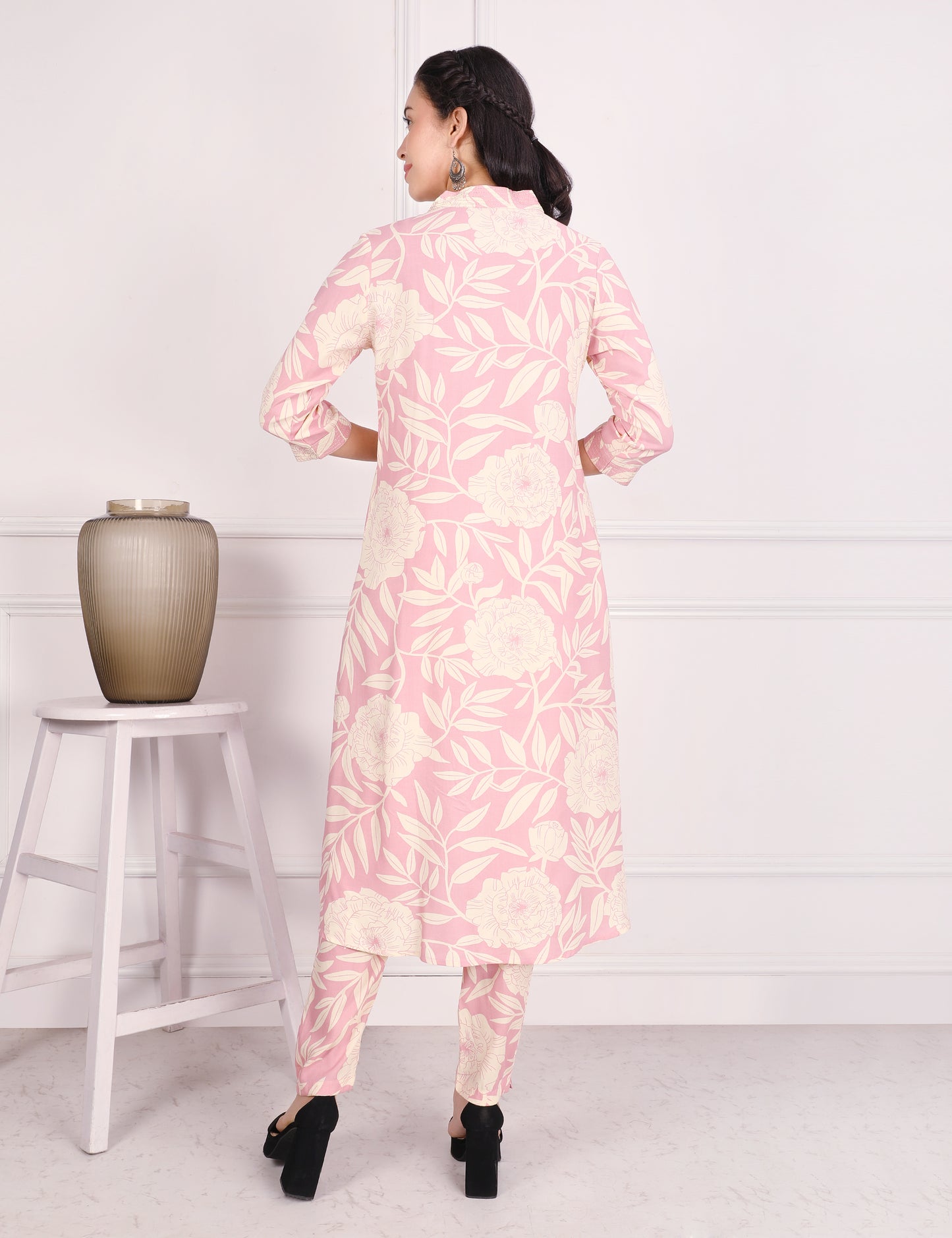 BLUSH PINK COTTON PRINT KURTA SET