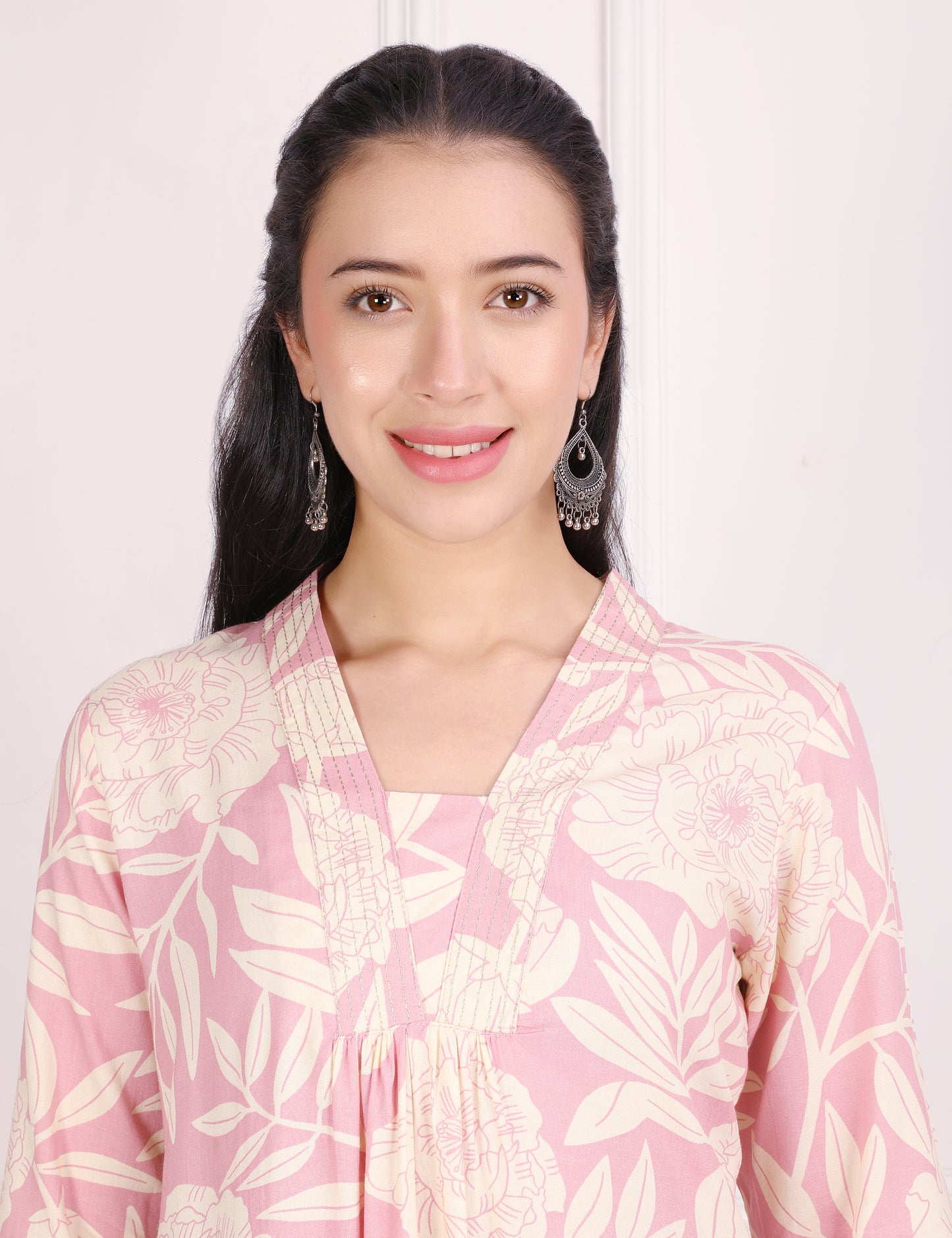 BLUSH PINK COTTON PRINT KURTA SET