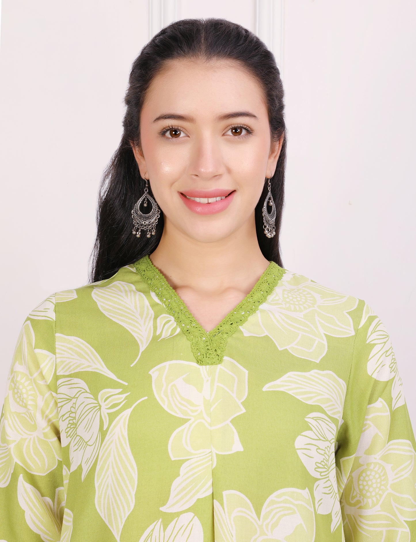 PISTA GREEN COTTON PRINT CO ORD SET