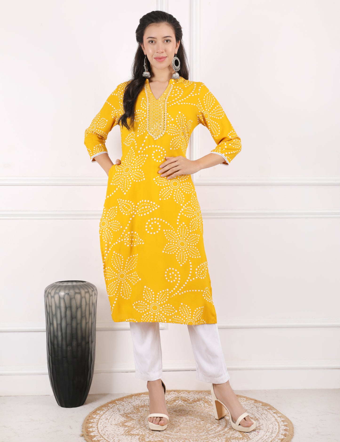 MUSTARD YELLOW REYON KURTI