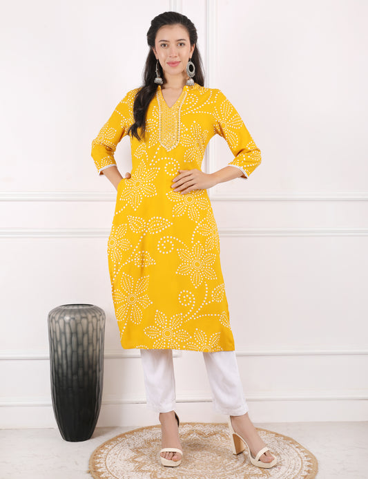 MUSTARD YELLOW REYON KURTI