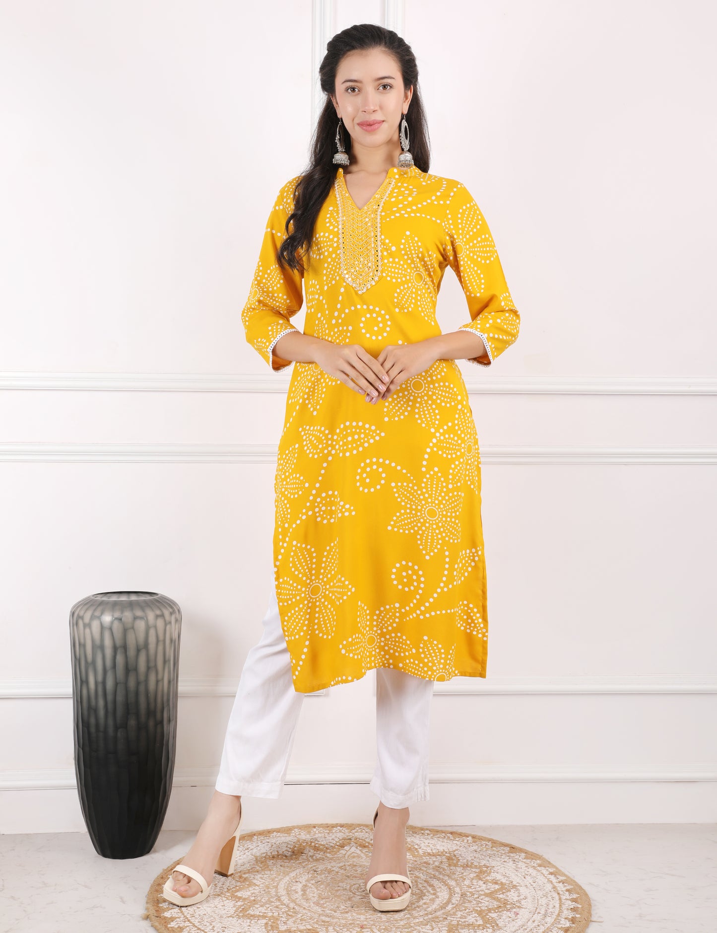 MUSTARD YELLOW REYON KURTI