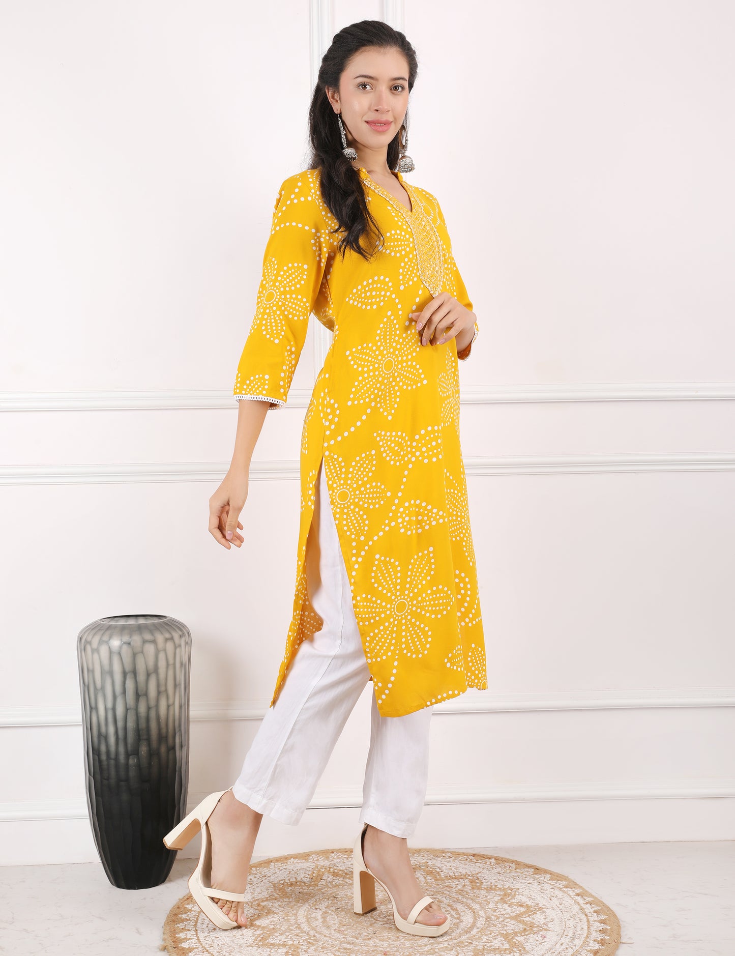 MUSTARD YELLOW REYON KURTI