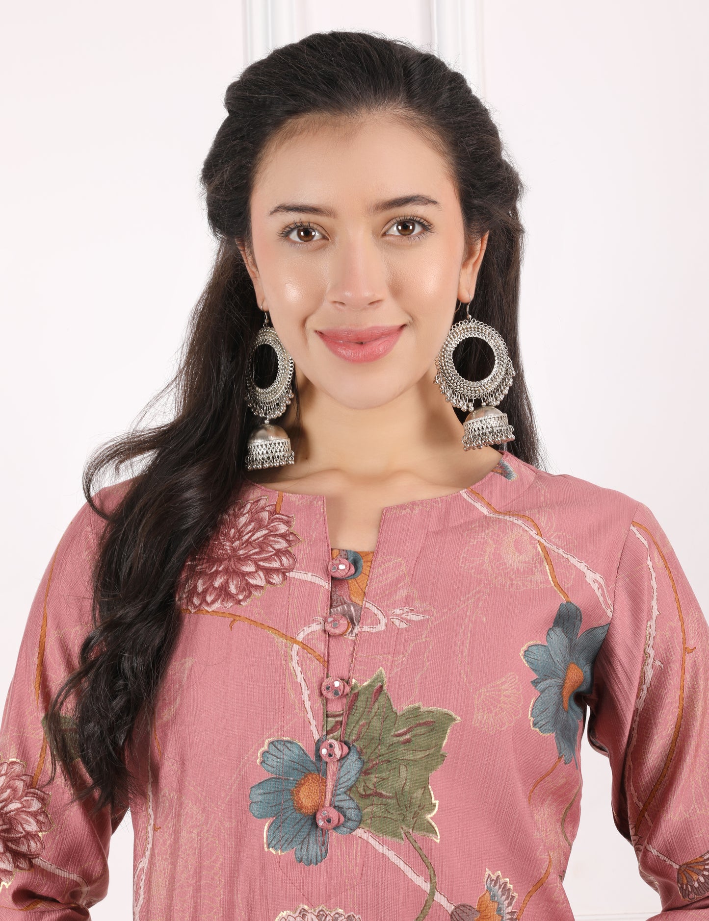 ROSE PINK  PRINTED COTTON KURTI